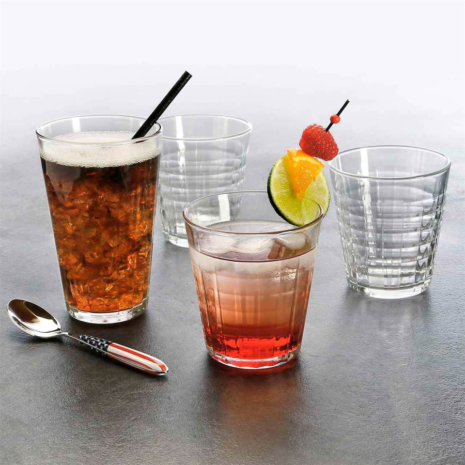 image 1 of Duralex Prisme Drinking Glasses - 275ml Tumblers for Water, Juice - Clear - Pack of 6 | Clear | Clear
