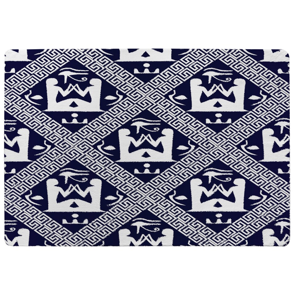 image 1 of Egyptian Hieroglyphs In Navy Rug | Multi