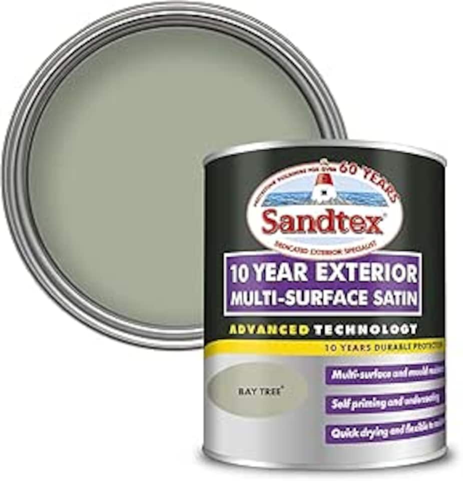 Sandtex 10 Year Exterior Satin Paint - Bay Tree - 750ml