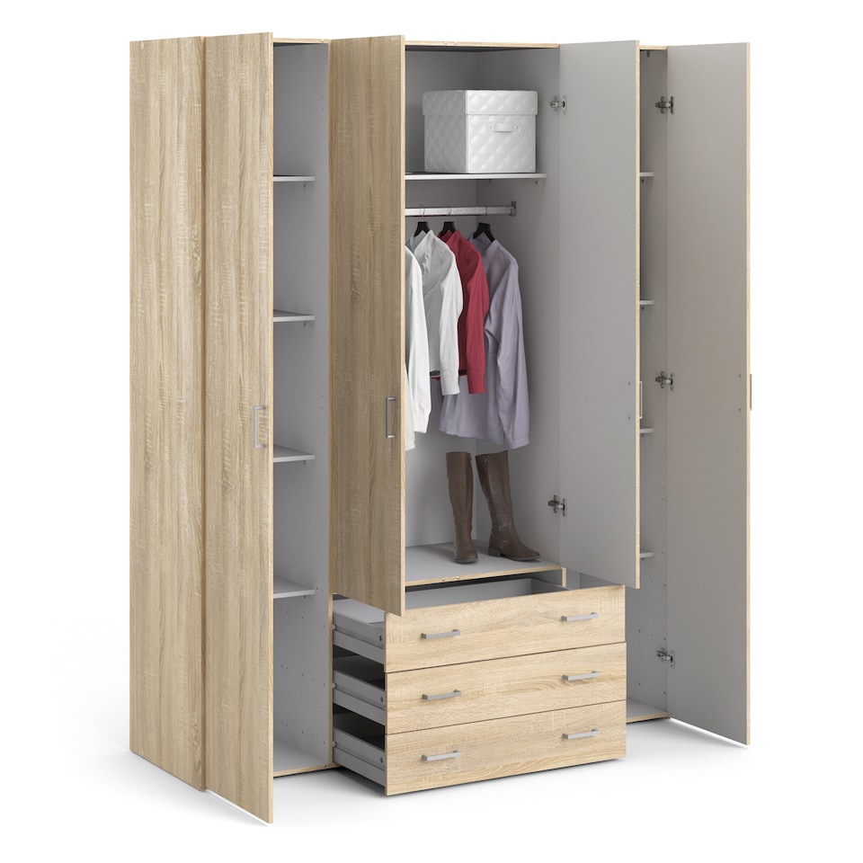 image 1 of Space Wardrobe 4 Doors 3 Drawers in Oak 2000