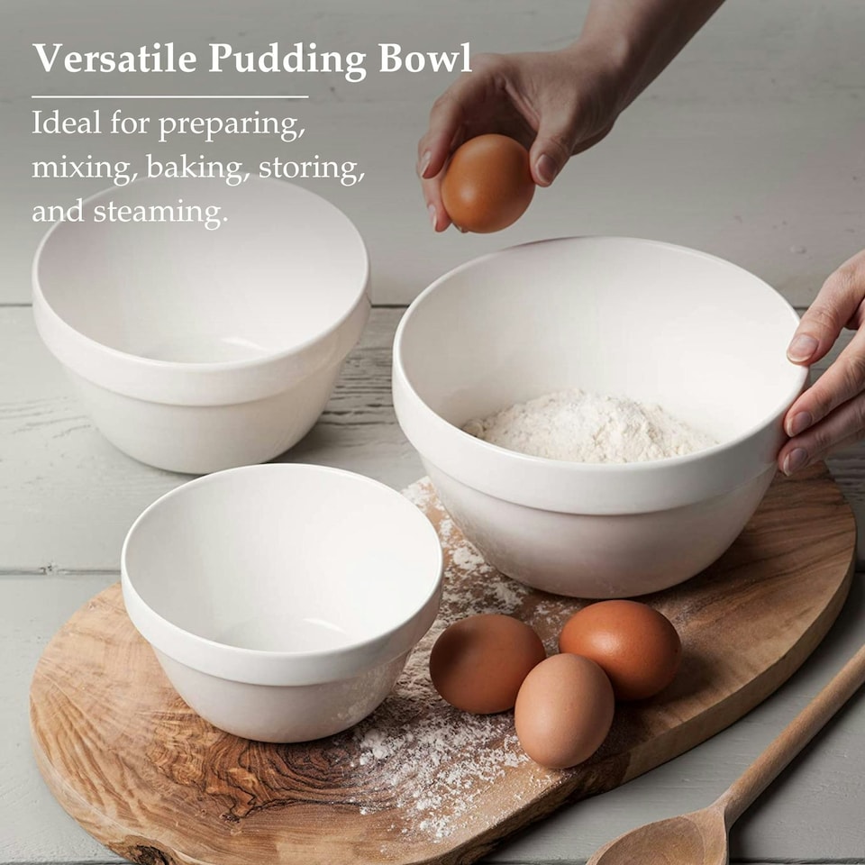image 1 of Wm Bartleet & Sons Porcelain Pudding Basin, Set of 3 White