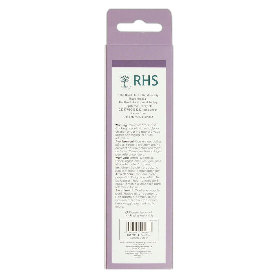 image 1 of RHS Ballpoint Pen Set, Cottage Garden, Multicoloured, Pack of 2