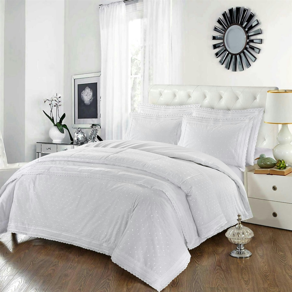 image 1 of Highgrove White Double Duvet Cover Set