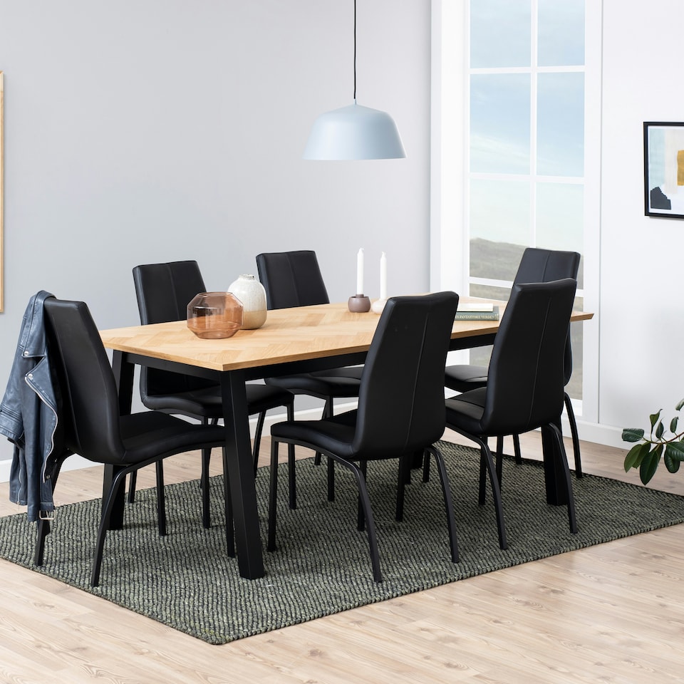 image 1 of Brighton Dining Table in Oak with Herringbone Effect 180x95cm