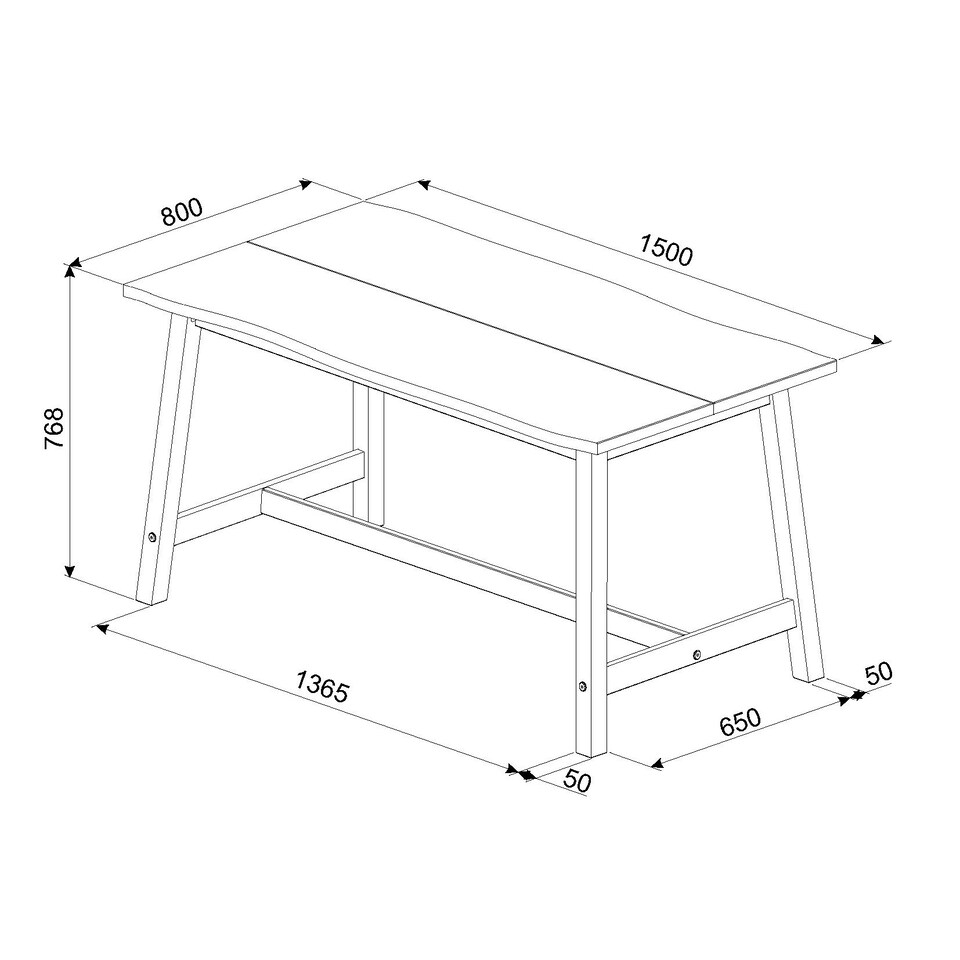 image 1 of Core Products Corona Black, Live Edge Large Dining Table H76cm x W150cm x D80cm Black | antique waxed pine