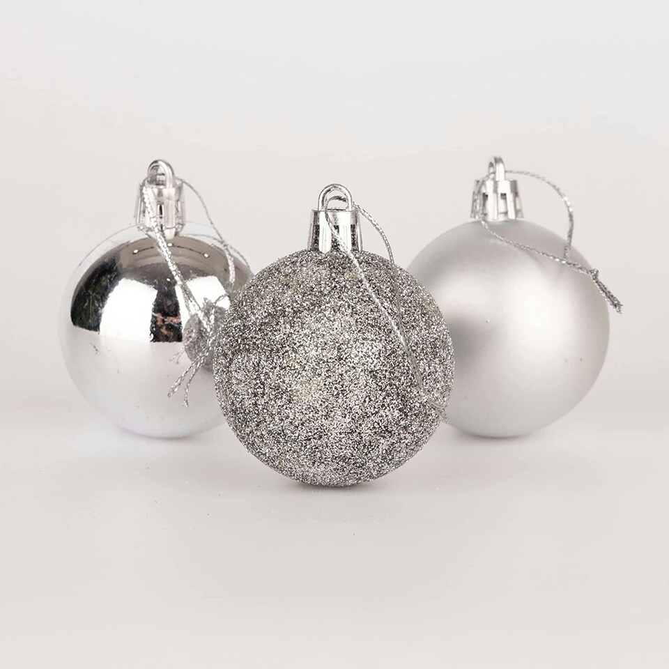 image 1 of Silver Baubles 5CM 18PCS Sets