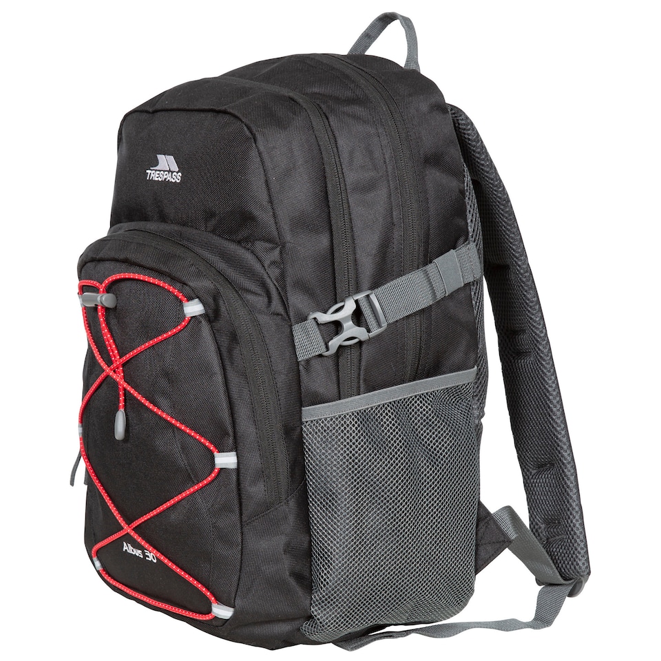 image 1 of Trespass Albus 30 Litre Casual Rucksack/Backpack | Black | Black/Red | One Size | 1