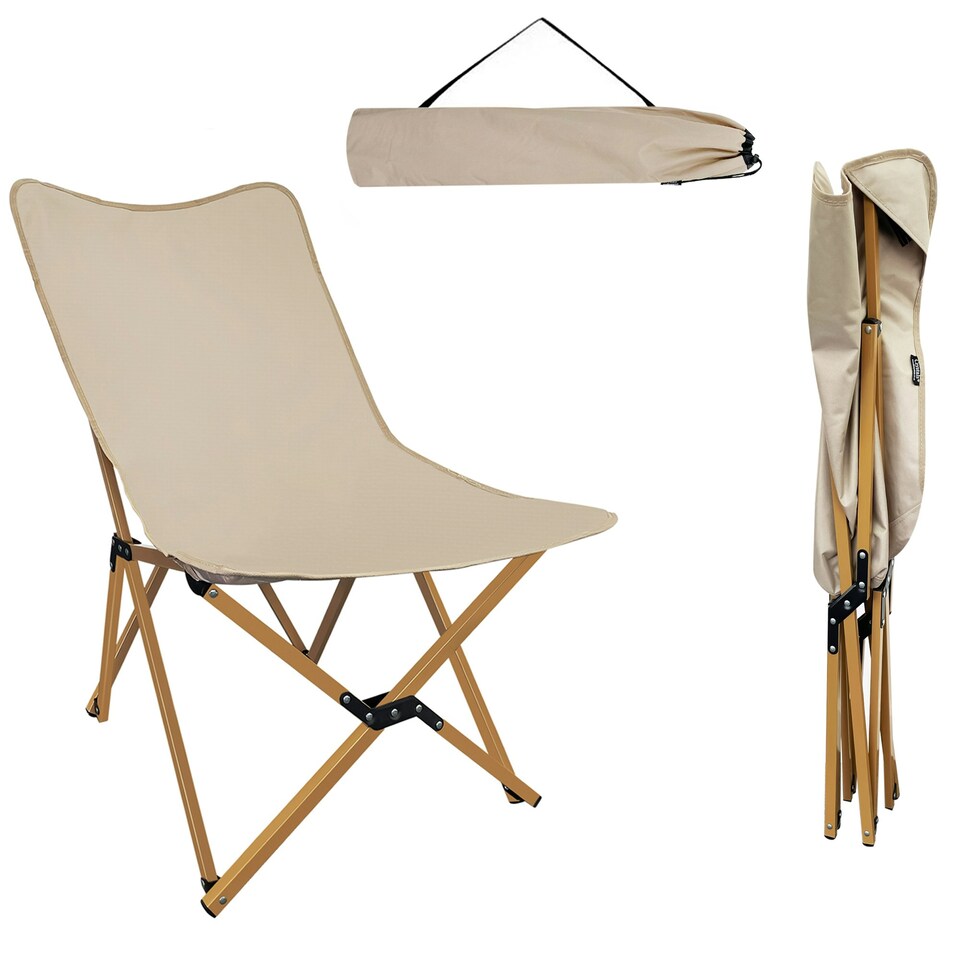 image 1 of Folding Camping Chair Portable Canvas Butterfly Chair for Adults Up to 150kg N/A