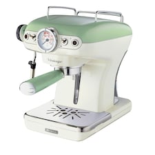 Ariete 1389/14 Vintage Retro Espresso Coffee Machine with Milk Frother, Green