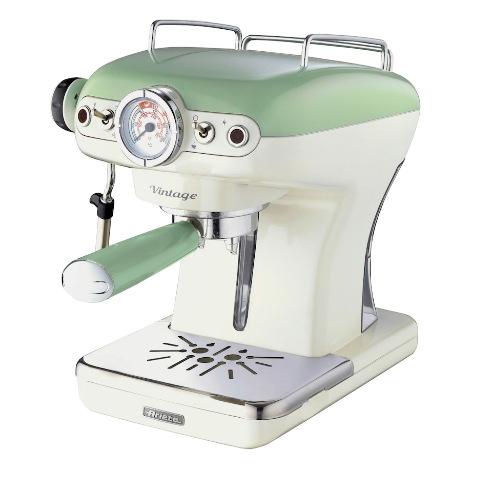 image 1 of Ariete 1389/14 Vintage Retro Espresso Coffee Machine with Milk Frother, Green