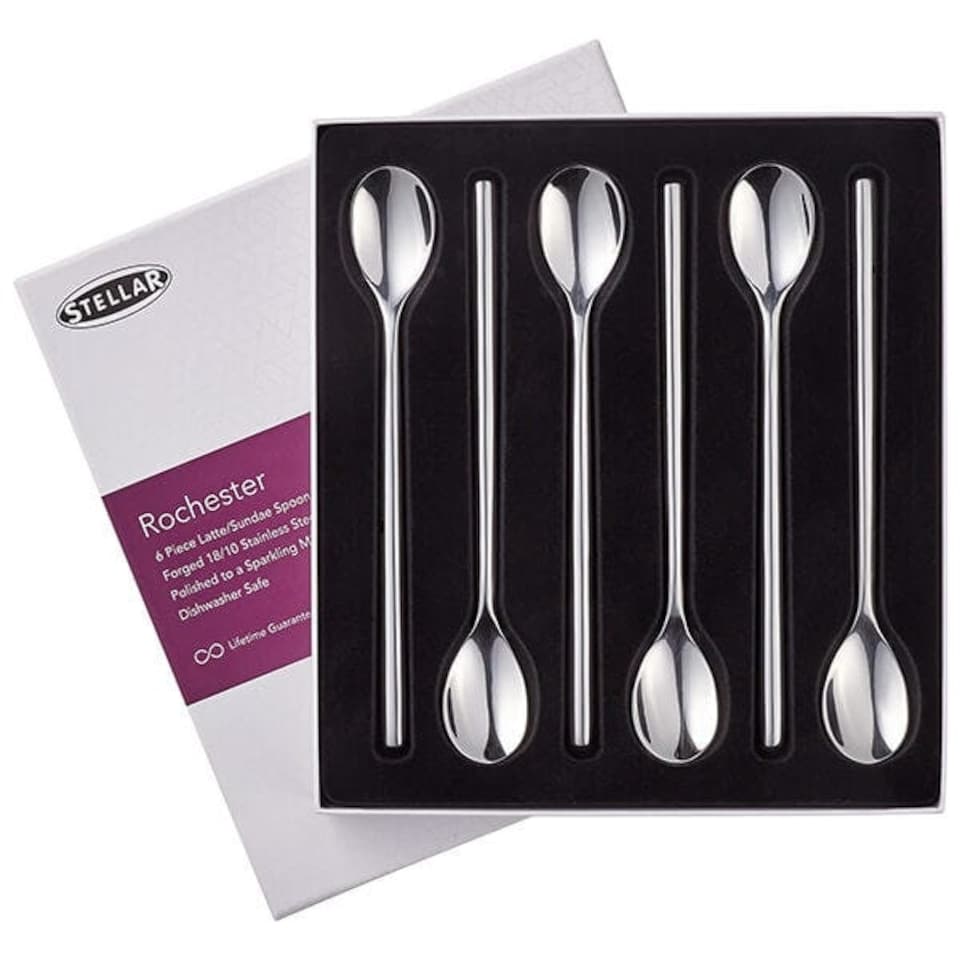 image 1 of Stellar Rochester Polished 6 Piece Latte/Sundae Spoon Gift Box Set