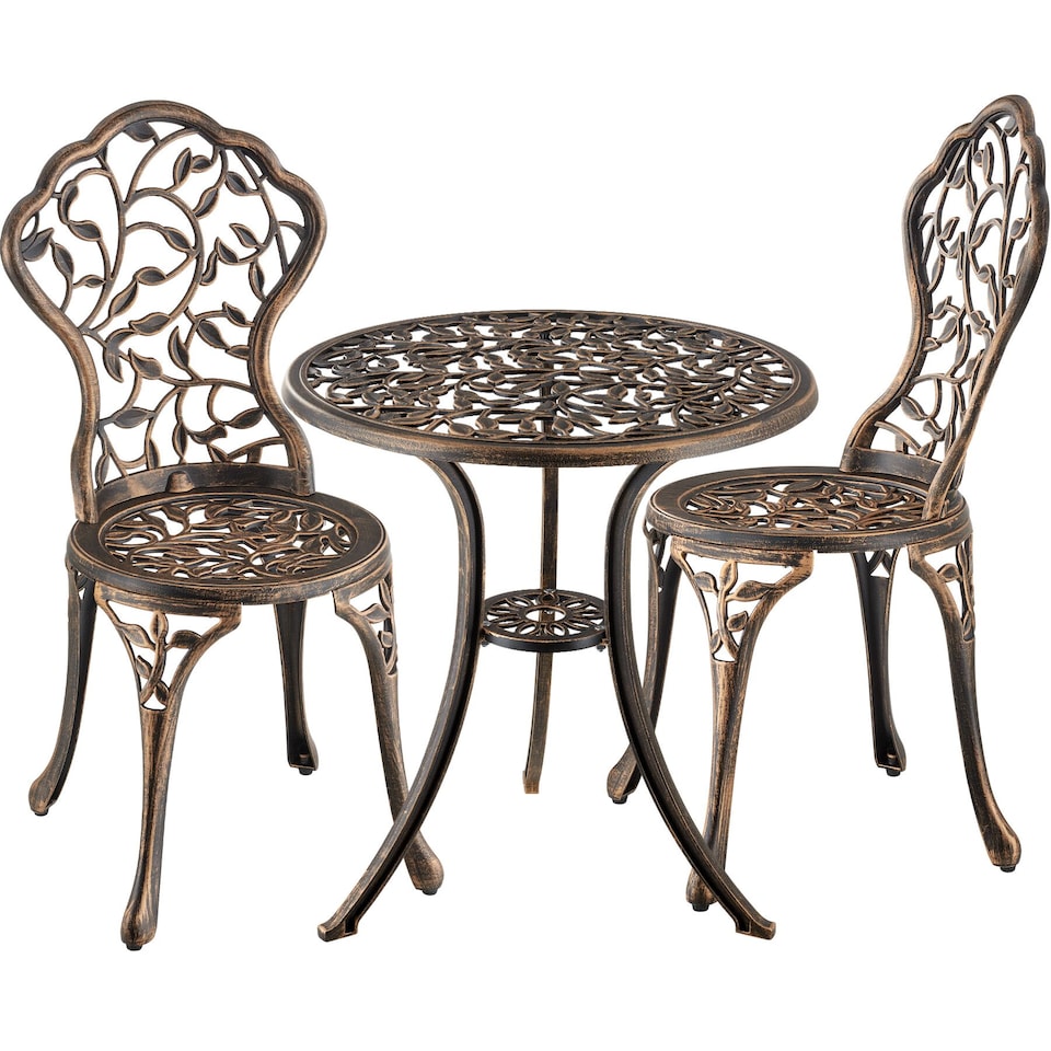 image 1 of Garden Furniture Set with 2 Chairs and 1 Table in a Vintage Bronze Look