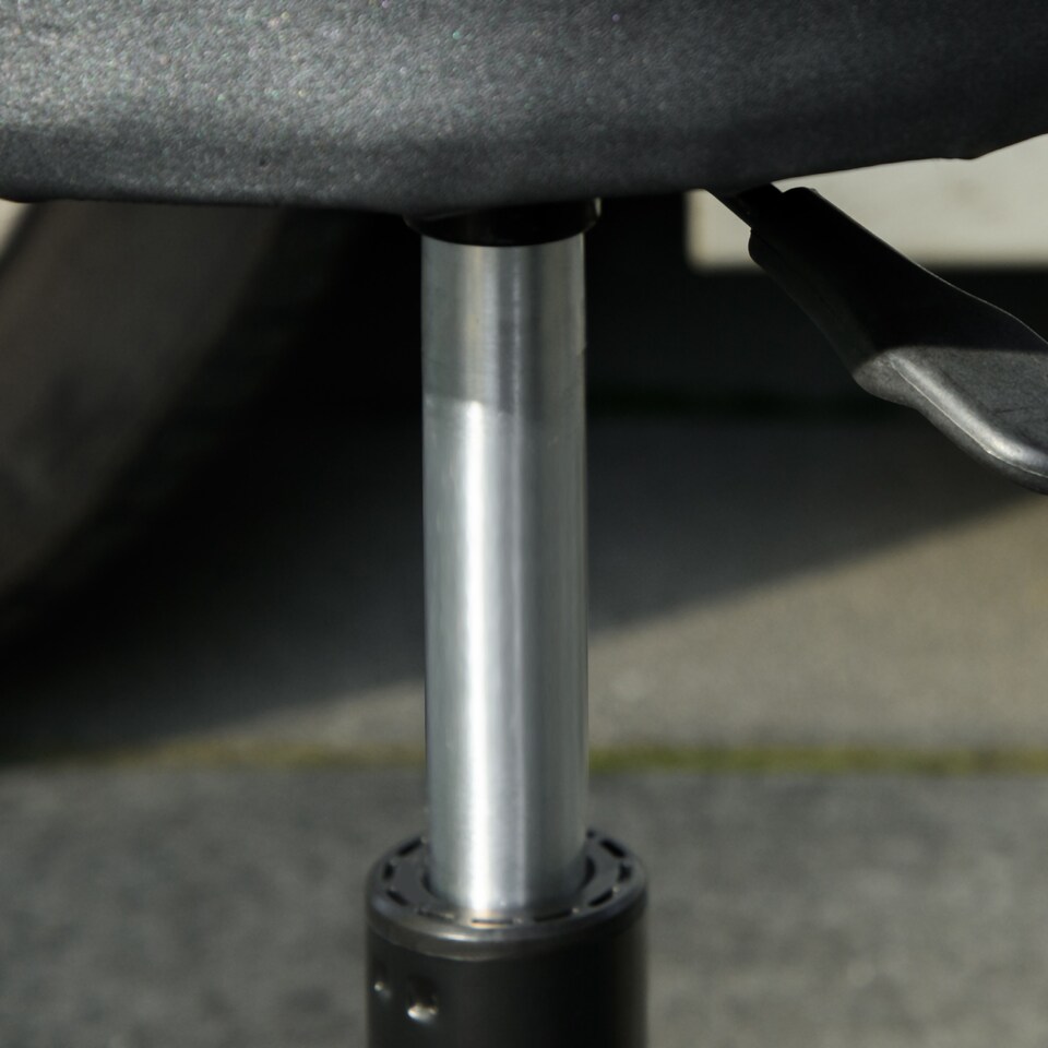 image 1 of HOMCOM Workshop Stool, Rolling Mechanic Stool with Pneumatic Adjustable Height, 360 Degree Swivel, Padded Seat, Tool Tray, for Garage, Workshop, Auto Repair