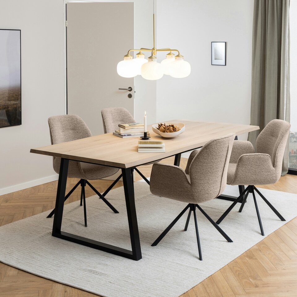 image 1 of Malika Dining Table in White Oak and Black