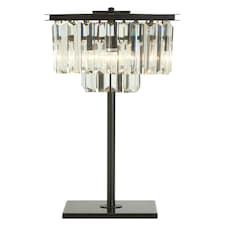 Interiors by Premier Iron and Crystal Table Lamp Black