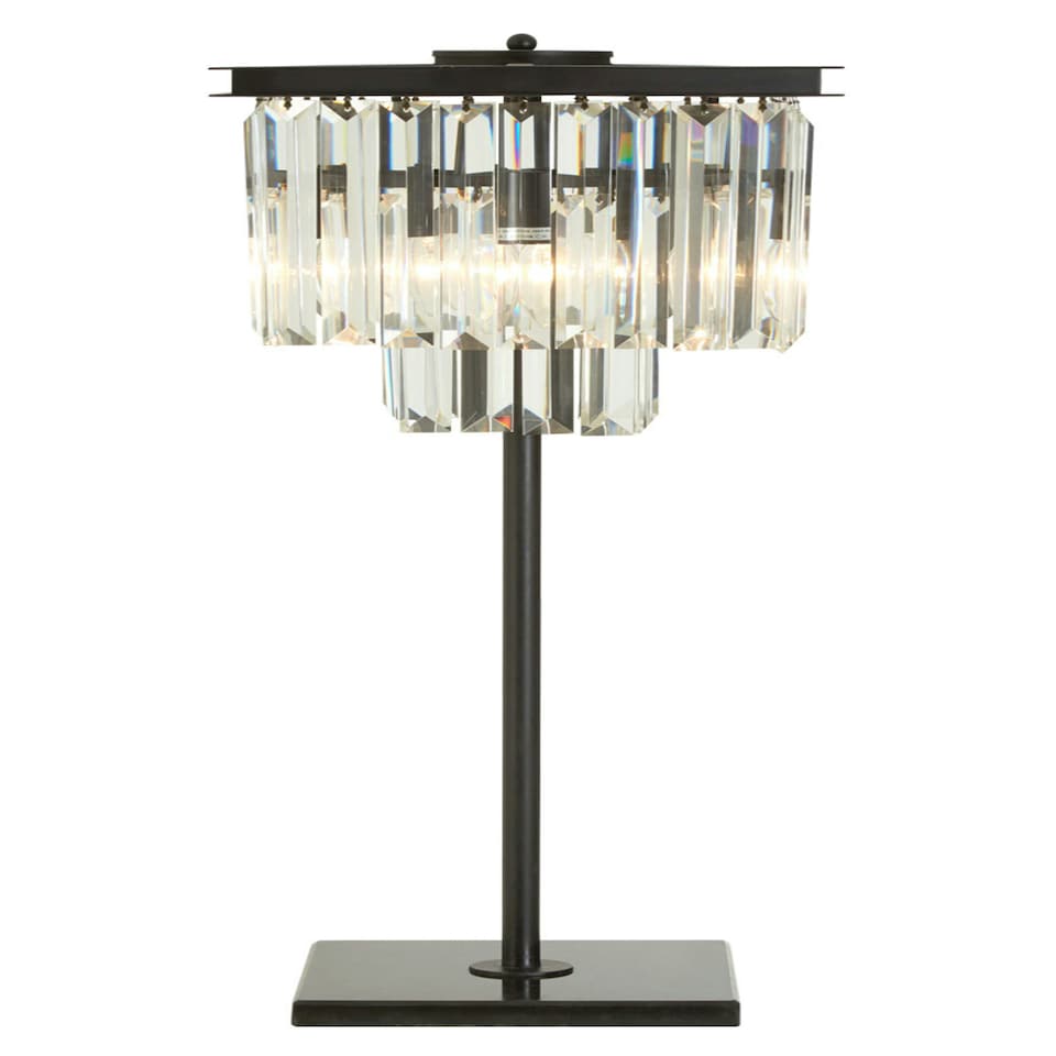 image 1 of Interiors by Premier Iron and Crystal Table Lamp Black