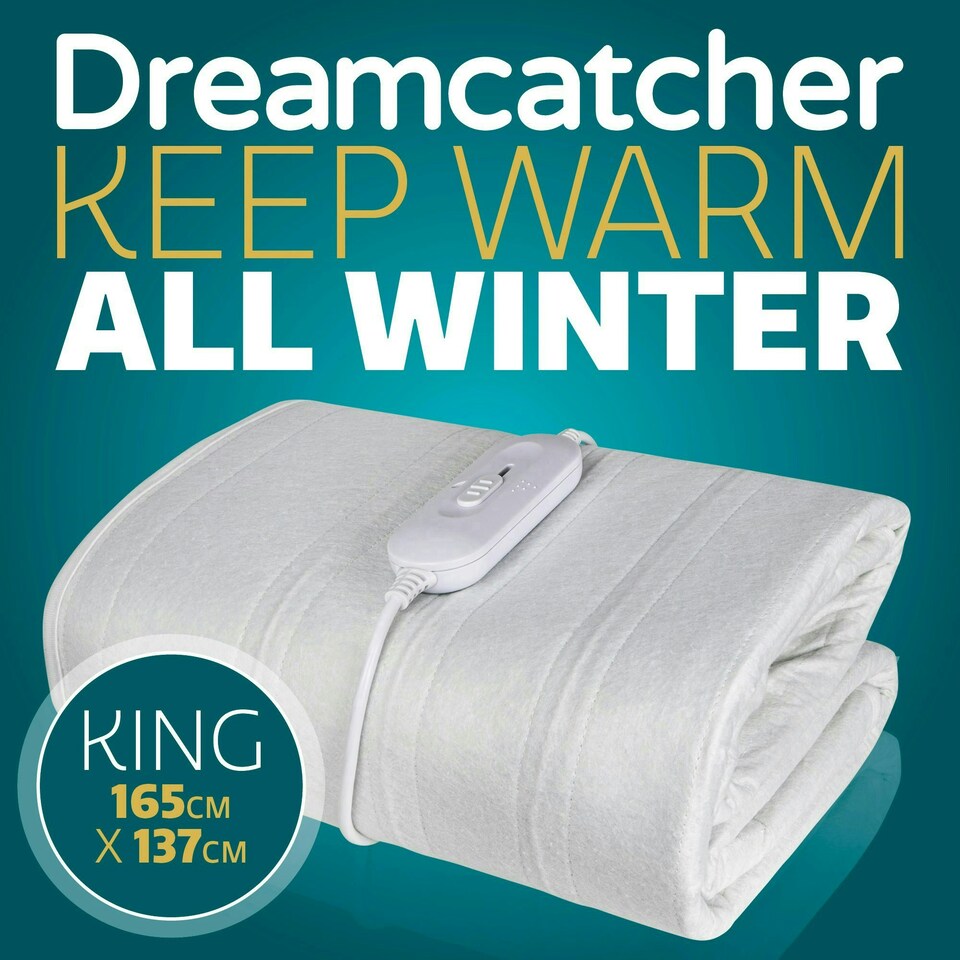image 1 of Dreamcatcher King Size Electric Under Blanket Heated Fitted Cover Single Control