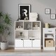 image 3 of Asymmetrical 8 Cube White Freestanding Bookcase Shelf Storage Unit with 3 Doors | White | Line Design Doors - White