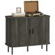 image 1 of HOMCOM Sideboard Storage Cabinet with Slatted Tambour Sliding Doors Grey Grey | Black