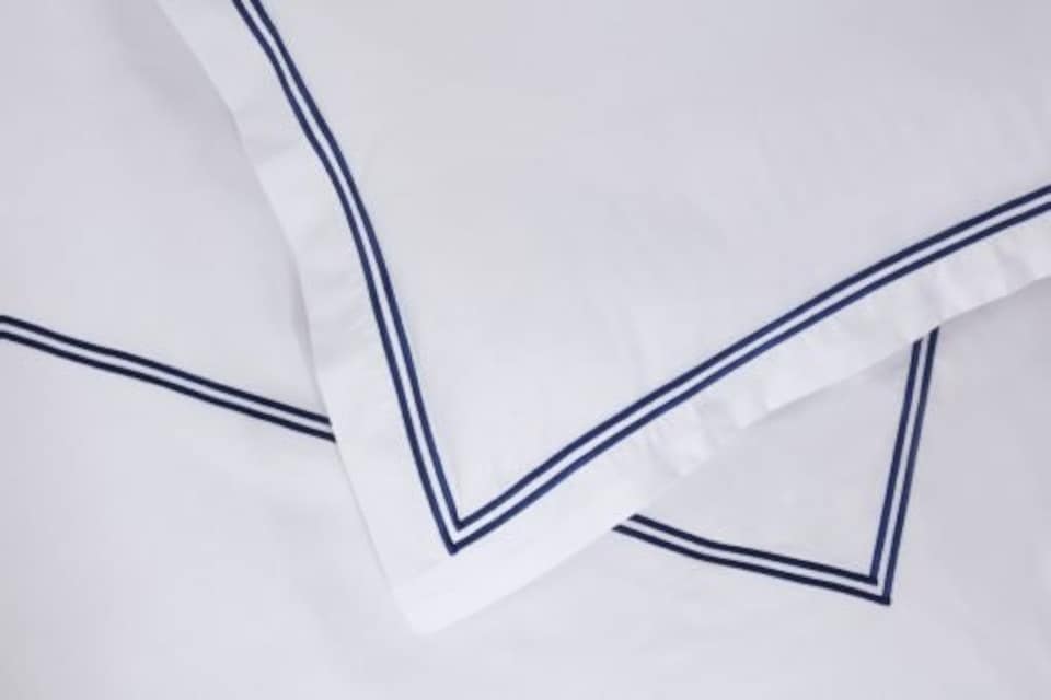 image 1 of Carlton Embroidered Duvet Set Super King Bed Navy