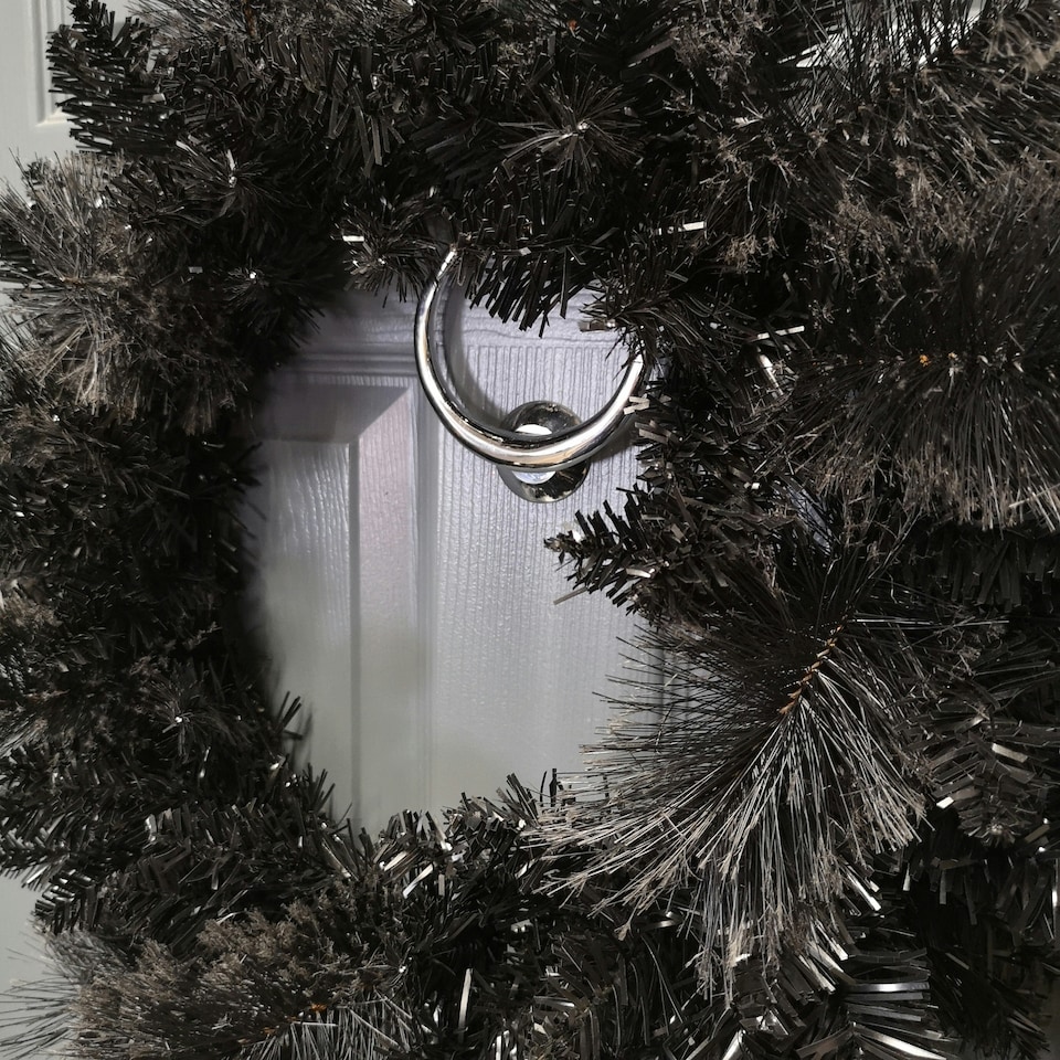 image 1 of 50cm Premier PVC Plain Black Tipped Artificial Christmas Halloween Wreath