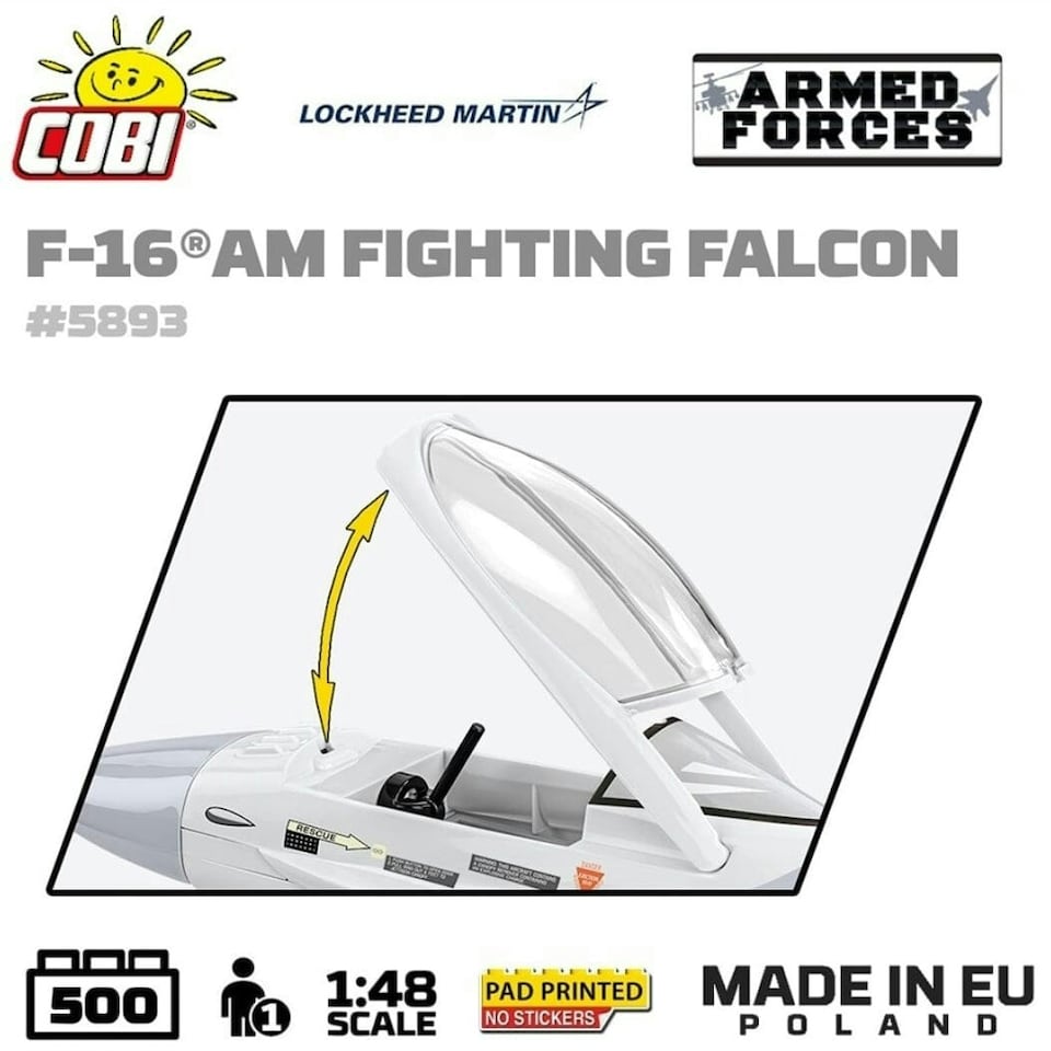image 1 of F-16 AM Fighting Falcon plane brick model - COBI 5893 - 500 bricks
