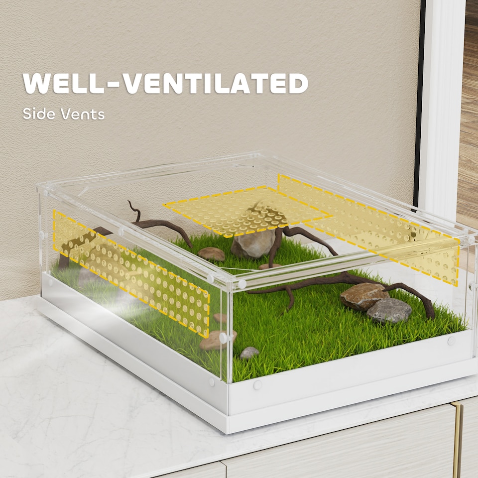 image 1 of PawHut Reptile Terrarium,Vivarium with Top Sliding Door, 360 degree Acrylic Reptile Tank Breeding Box with Vents, for Snake, Frog, Spider, Gecko, Tarantula, Stick Insect, Praying Mantis | Clear
