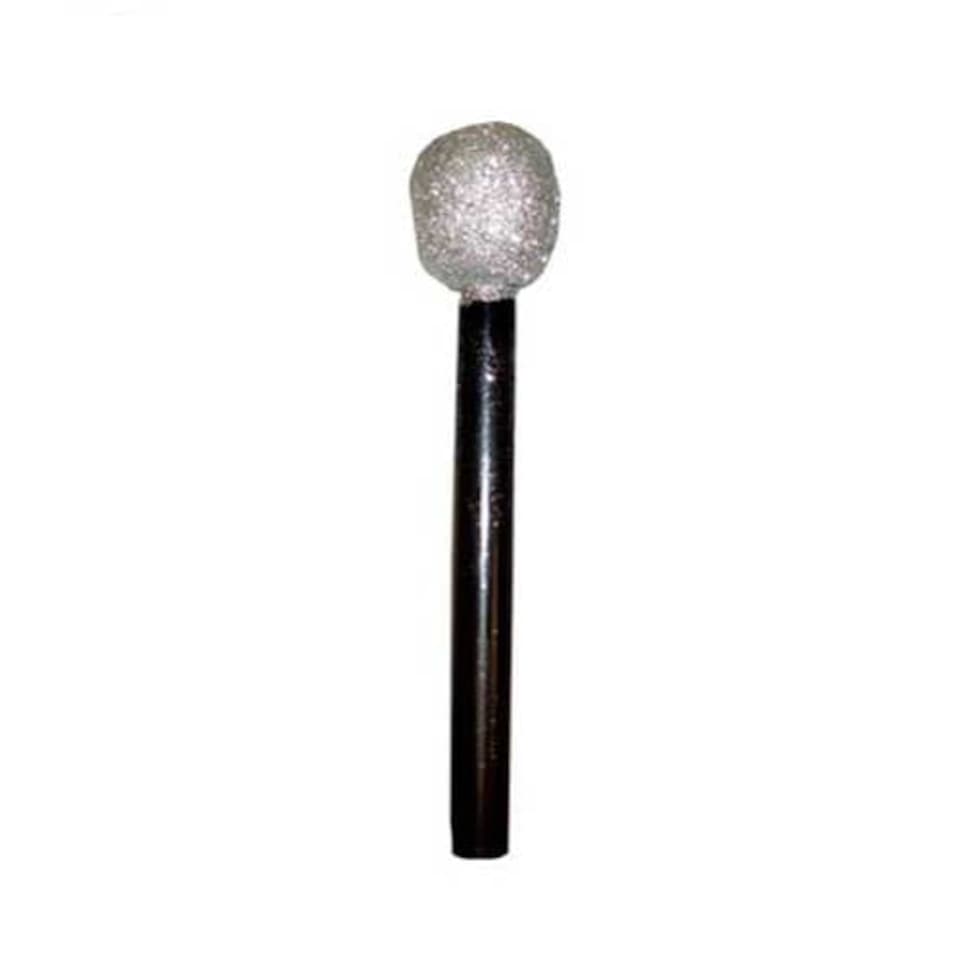 Hollywood Theme Silver Glitter Microphone - 10 Inches / 26cm