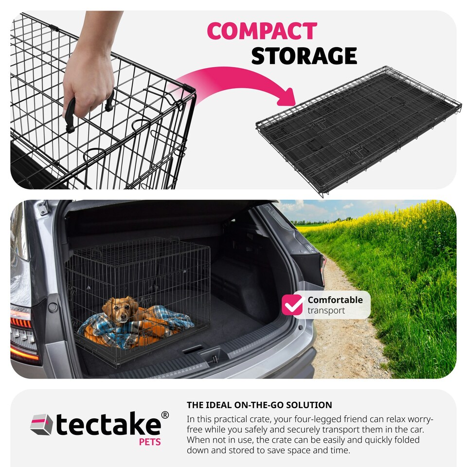 image 1 of Dog Crate Luna - foldable, robust steel mesh, double locked doors - 59.5x91.5x64cm