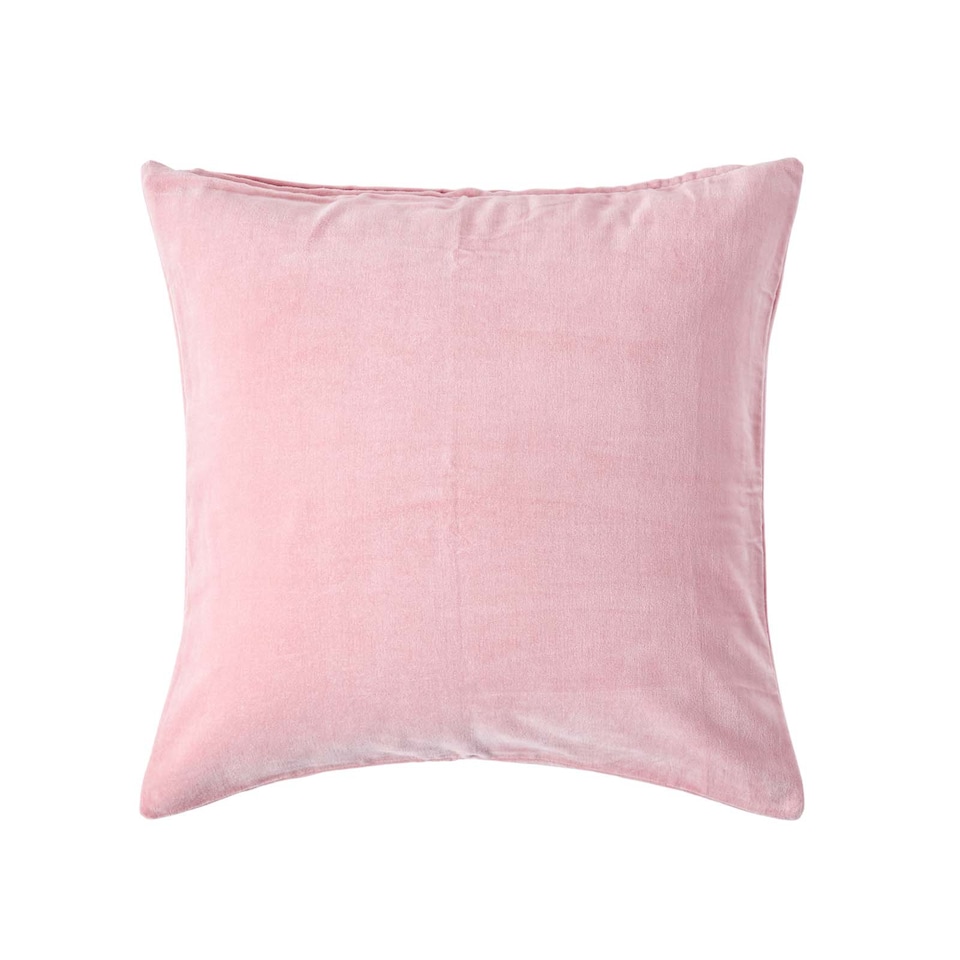 image 1 of Homescapes Pink Velvet Cushion Cover - 60 x 60 cm | Pink | Pink | 1