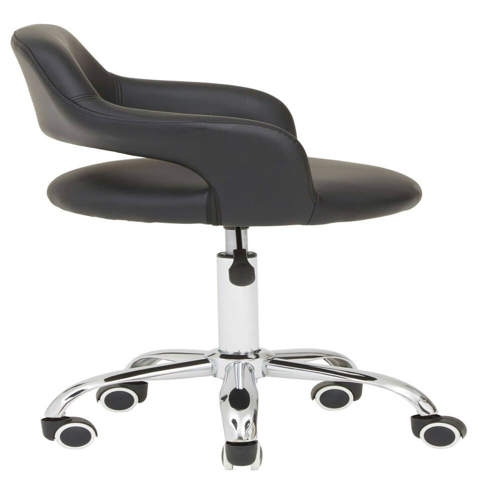 image 1 of Interiors By Premier Ergonomic Black PU Home Office Chair with Curved Back, Comfortable Work From Home Chair, Movable Chair