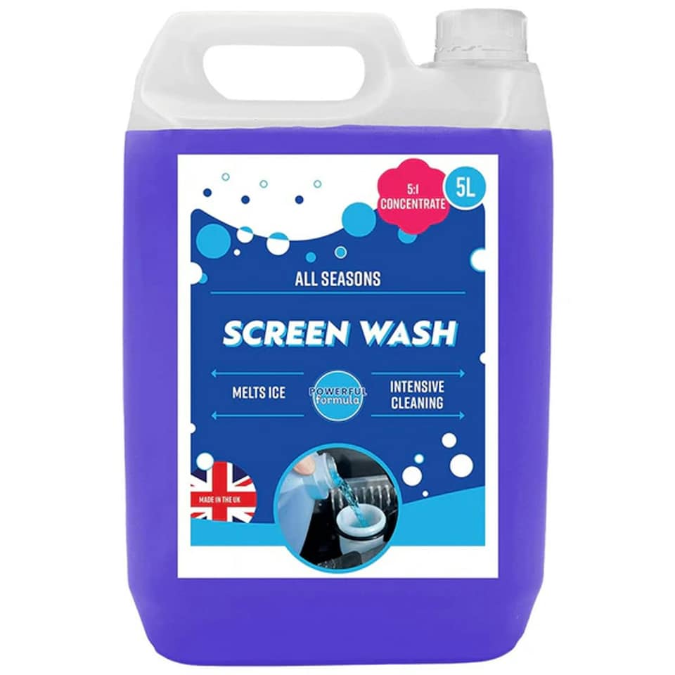 image 1 of 2 x 5 Litre Blue All Seasons Vehicle Screen Wash Effective Down To Negative 5 Degree Celsius Formula Streak Free Finish