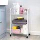 image 2 of 3 Tier Fruit Trolly Basket Rack Kitchen Storage Vegetable Cart Wheels Roller DIY - White