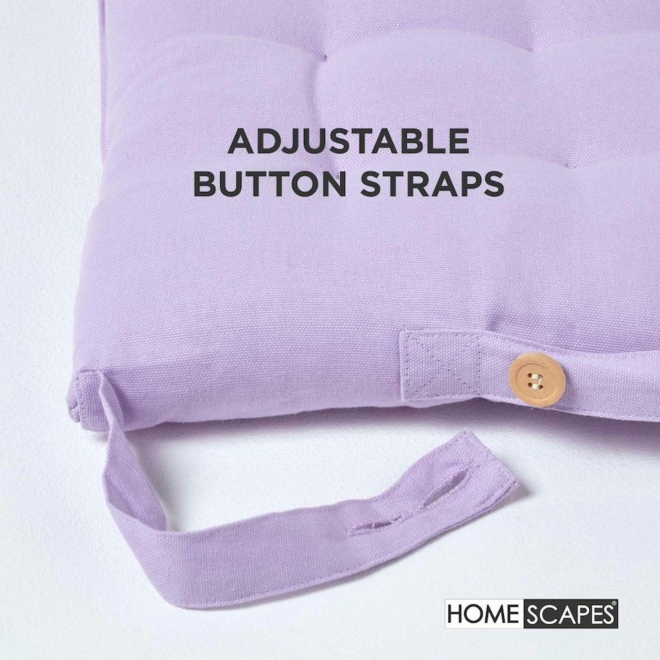 image 1 of Homescapes Seat Pad Luxury Cotton Indoor Outdoor Garden Dining Cushion Mauve | Purple | 40 x 40 cm | 1