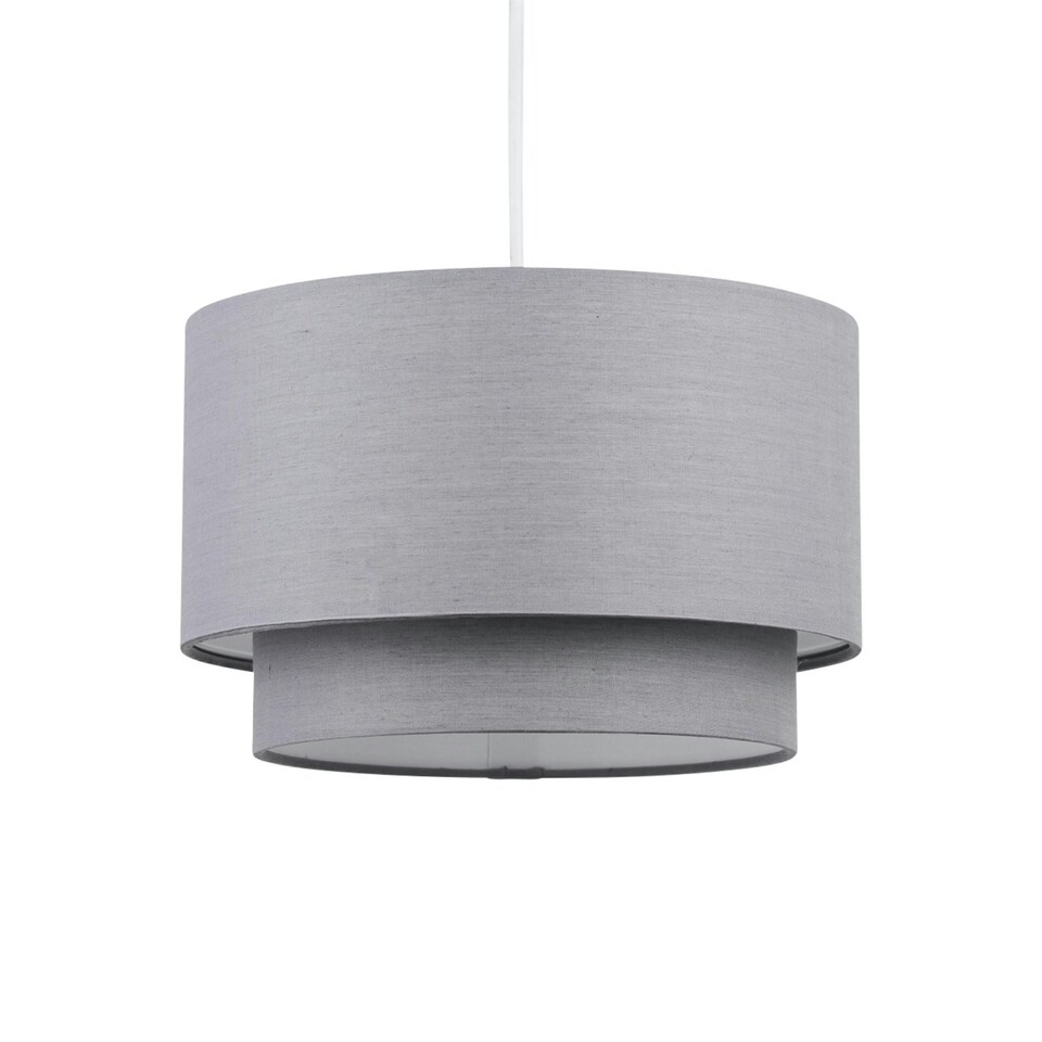 image 1 of First Choice Lighting Pair of Dark Grey 2 Tier Ceiling Light Shades Grey