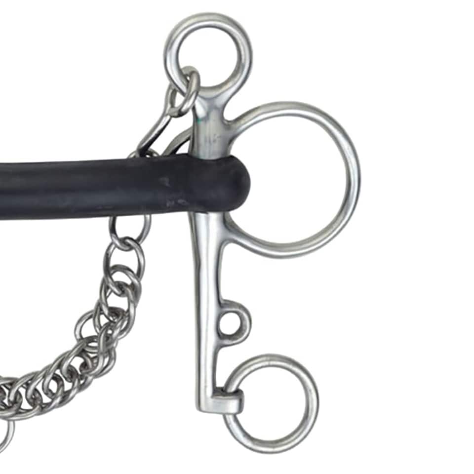 image 1 of Shires Hard Rubber Horse Pelham Bit - Black/Silver - 4.5in