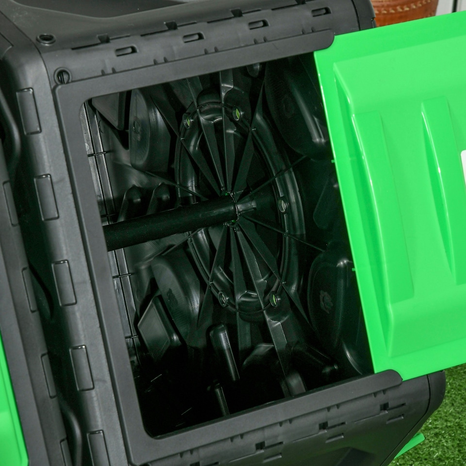 image 1 of Outsunny 130L Compost Bin Dual Chamber Rotating Composter w/ Ventilation Holes