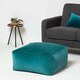 image 2 of Homescapes Teal Green Velvet Pouffe Bean Cube