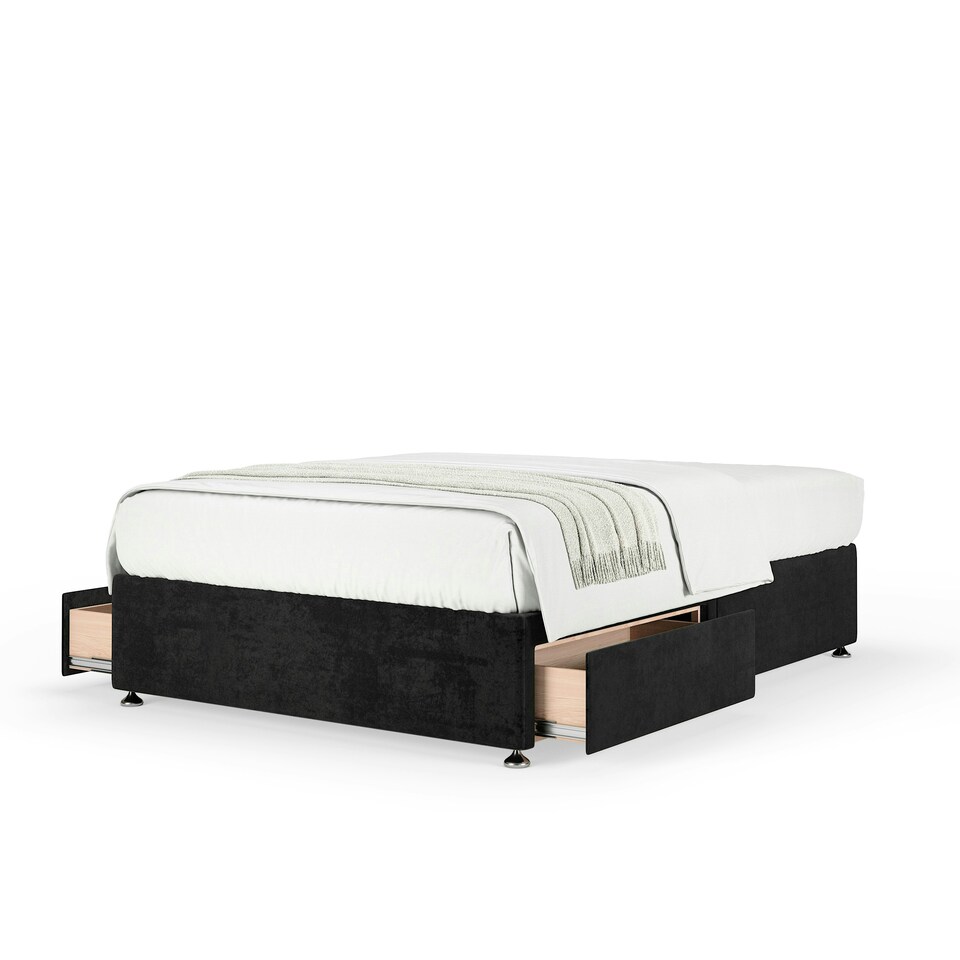 image 1 of Memory Maestro Memory Foam Black Naples Velvet 2 Drawer Divan Set Small Single