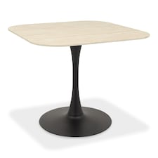 Bentley Designs - Carter Beige Sintered Stone Dining Table With Black Sand Powder Coated Base