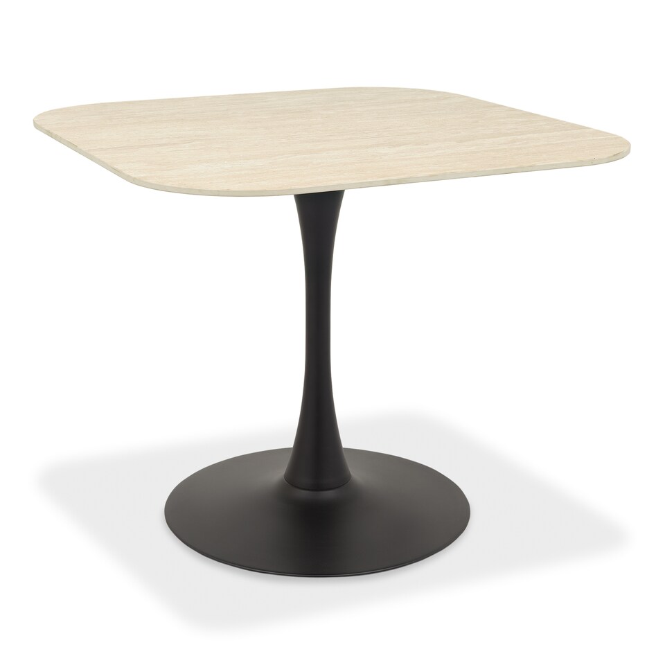 image 1 of Bentley Designs - Carter Beige Sintered Stone Dining Table With Black Sand Powder Coated Base