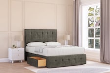 Sloomy Cambridge Pewter Dumfries Divan Bed With Mattress No Drawers With 54" Floor Standing Headboard & 12" Matching Footboard 6' Super King | Grey | Pewter | Super King | 1