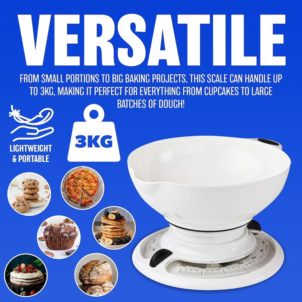 image 1 of 3kg Retro Kitchen Scale Weighing Cooking Food Weight Kg Round Bowl Mechanical Wet And Dry Food Weighing Scale
