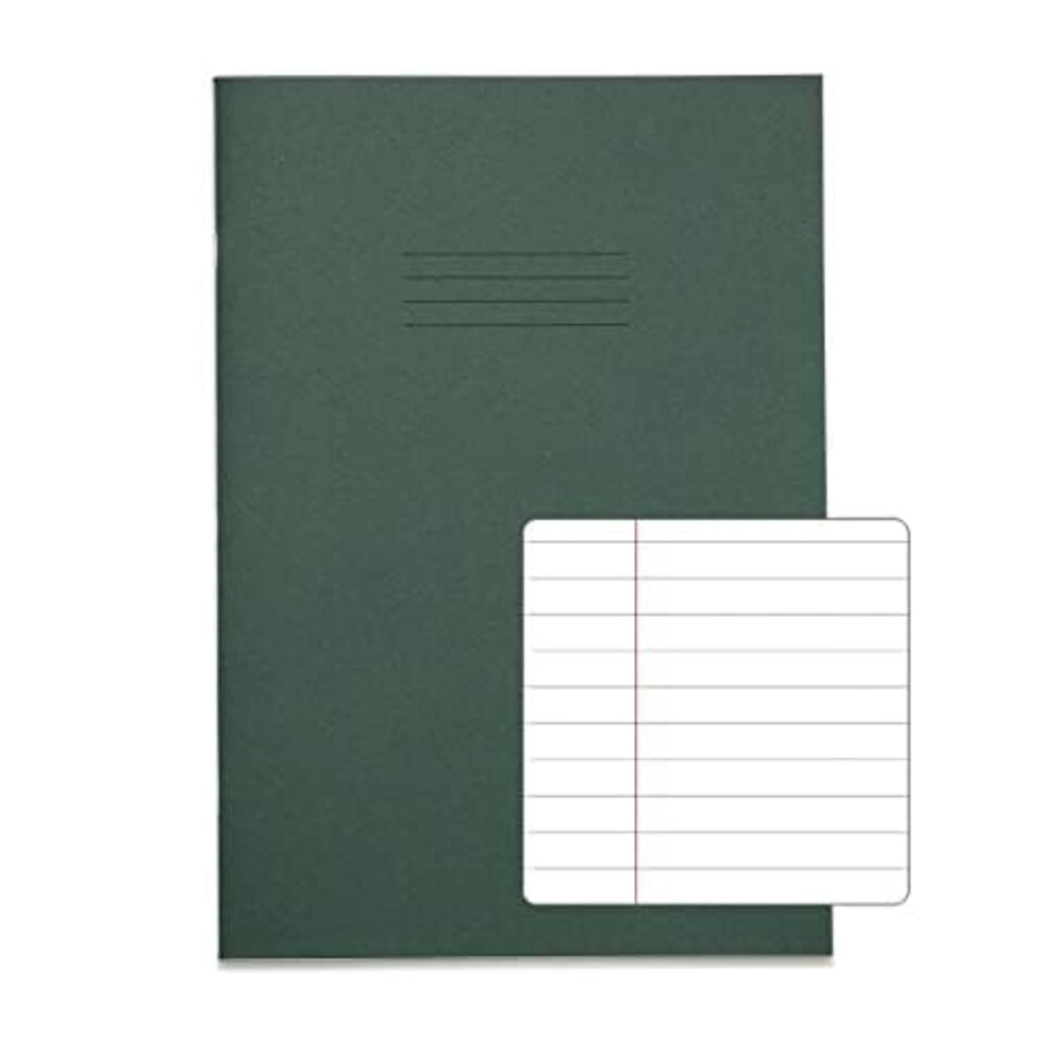 image 1 of Rhino 80 Page 8mm Lined Exercise Book Dark Green A4 - 10 Pack