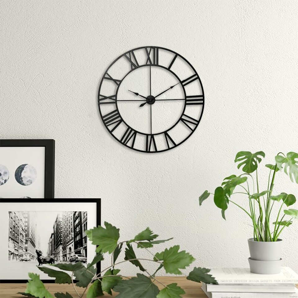 image 1 of Living and Home Vintage Wall Clock with Roman Numerals for Home Decor