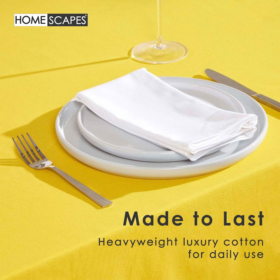 image 1 of Homescapes Yellow Tablecloth - 137 x 228 cm | Yellow | 137cm x 228cm (54" x 90")