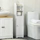 image 2 of kleankin Freestanding Bathroom Storage Unit with Adjustable Shelf, White White