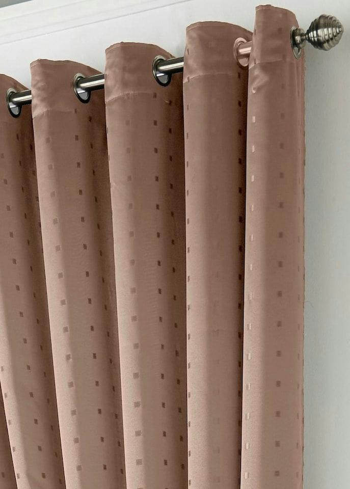 image 1 of Adison Lined Ring Top Eyelet Curtains - 168cm x 183cm - Latte