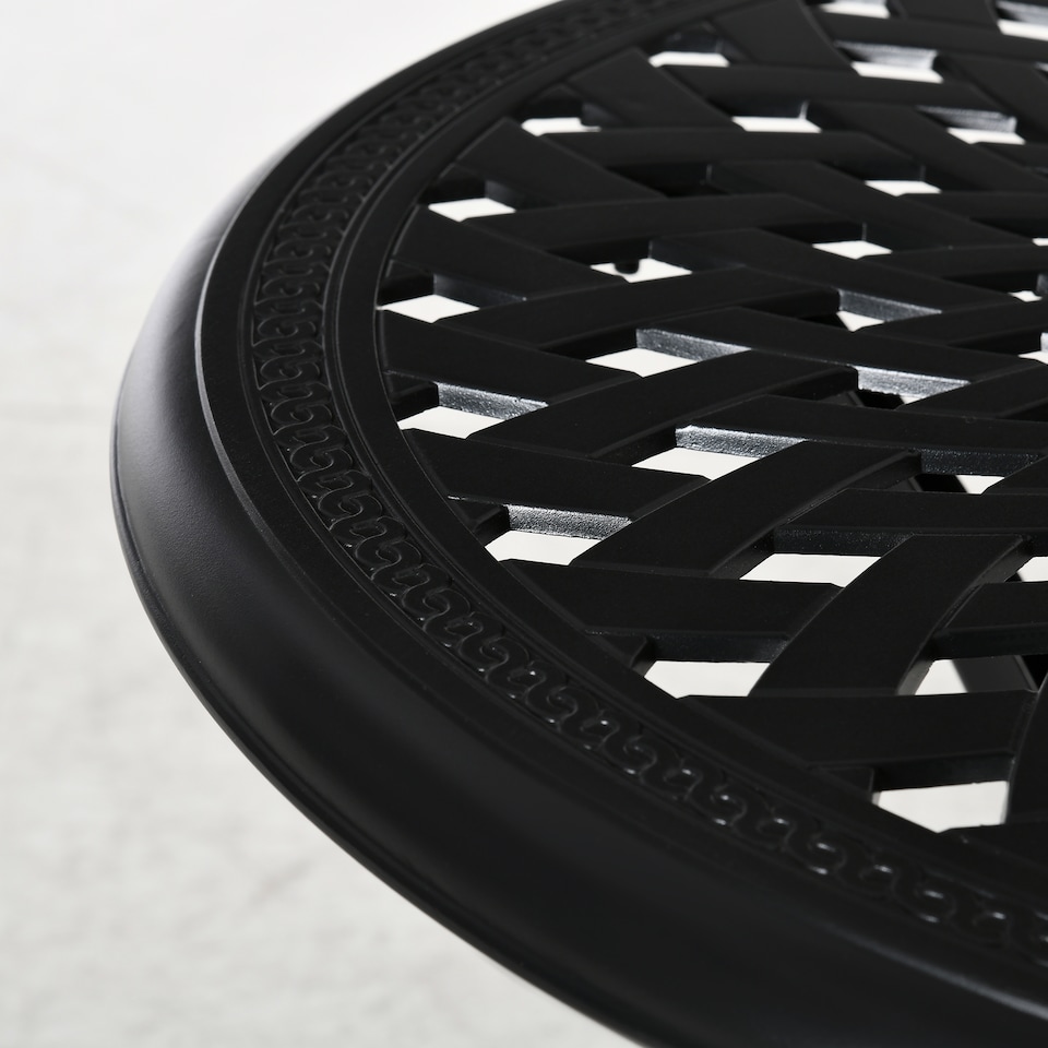 image 1 of Outsunny 78 cm Round Garden Dining Table with Parasol Hole Antique Cast Aluminium Outdoor Table Only, Black