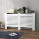 image 7 of HOMCOM Radiator Cover, Modern MDF White Painted Cabinet with Horizontal Slats for Living Room, Bedroom, 152L x 19W x 81H cm